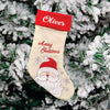 Red Band Linen Stockings | Merry Christmas Santa