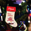 Red Band Linen Stockings | Merry Christmas Snowman