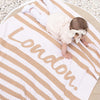 Bubble Stripe Name Blanket | Almond