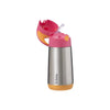 Insulated Straw Sipper Drink Water Bottle | Strawberry Pink Orange