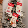 Red Band Linen Stockings | Big Checks Santa with Christmas Tree