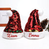 Personalised Sequins Santa Caps | Green And Red