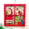 Wooden Santa In A Window Frame Wall/Door Hanging