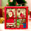 Wooden Santa In A Window Frame Wall/Door Hanging