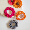 Handmade Crochet Scrunchies | Pink, Grey & Saffron