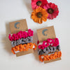 Handmade Crochet Scrunchies | Pink, Grey & Saffron