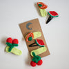 Handmade Crochet Hair Clips | Green, Red & Orange