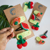 Handmade Crochet Hair Clips | Green, Red & Orange