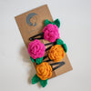 Handmade Crochet Hair Clips | Orange & Pink