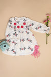 Organic Cotton Muslin White Floral Dress & Pink Flower Long Clip Gift Set