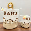 Jute Cotton Storage Basket | Rainbow Raindrops