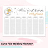 Cute Fox | Weekly Planner Wall Sticker