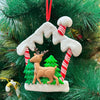 Reindeer in a Hut Ornament