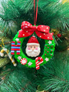 Santa in a Wreath Ornament