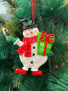 Snowman with a Gift Ornament