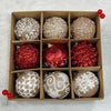 9 pcs Shimmer / Embellished Baubles Set | Gold-Red-Gold