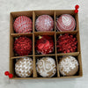 9 pcs Shimmer / Embellished Baubles Set | Gold-Red-Pink