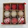 9 pcs Shimmer / Embellished Baubles Set | Red-Gold-Red