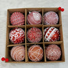 9 pcs Shimmer / Embellished Baubles Set | Pink-Rose Gold-Red