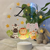 Acrylic LED Night Lamp | Woodland Animals (Round)