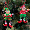 Elves With Dangling Legs Ornament | Set of 2