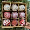 9 pcs Shimmer / Embellished Baubles Set | Gold-Pink-Red