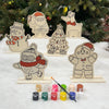 Wooden DIY Xmas Paint Kit With Stands (Set of 6)