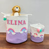 Jute Cotton Storage Basket | Unicorn Dreams & Rainbows