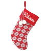 Holiday Chevron Cheer Stockings | Red & White Snowflakes