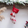 Holiday Chevron Cheer Stockings | Red & White Reindeer