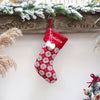 Holiday Chevron Cheer Stockings | Red & White Snowflakes