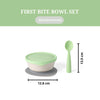 First Bite Suction Bowl With Spoon Feeding Set | Vanilla/Lime