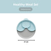 Healthy Meal Suction Plate with Dividers Set | Grey/Aqua