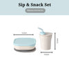 Sip & Snack- Suction Bowl with Sippy Cup Feeding Set | Vanilla/Aqua