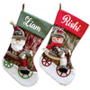 Santa & Snowman On A Bike Stocking | Set of 2